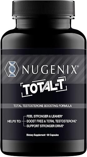 Nugenix Suplemento de refuerzo de testosterona Total-T, gratis y total para hombres, 90 unidades