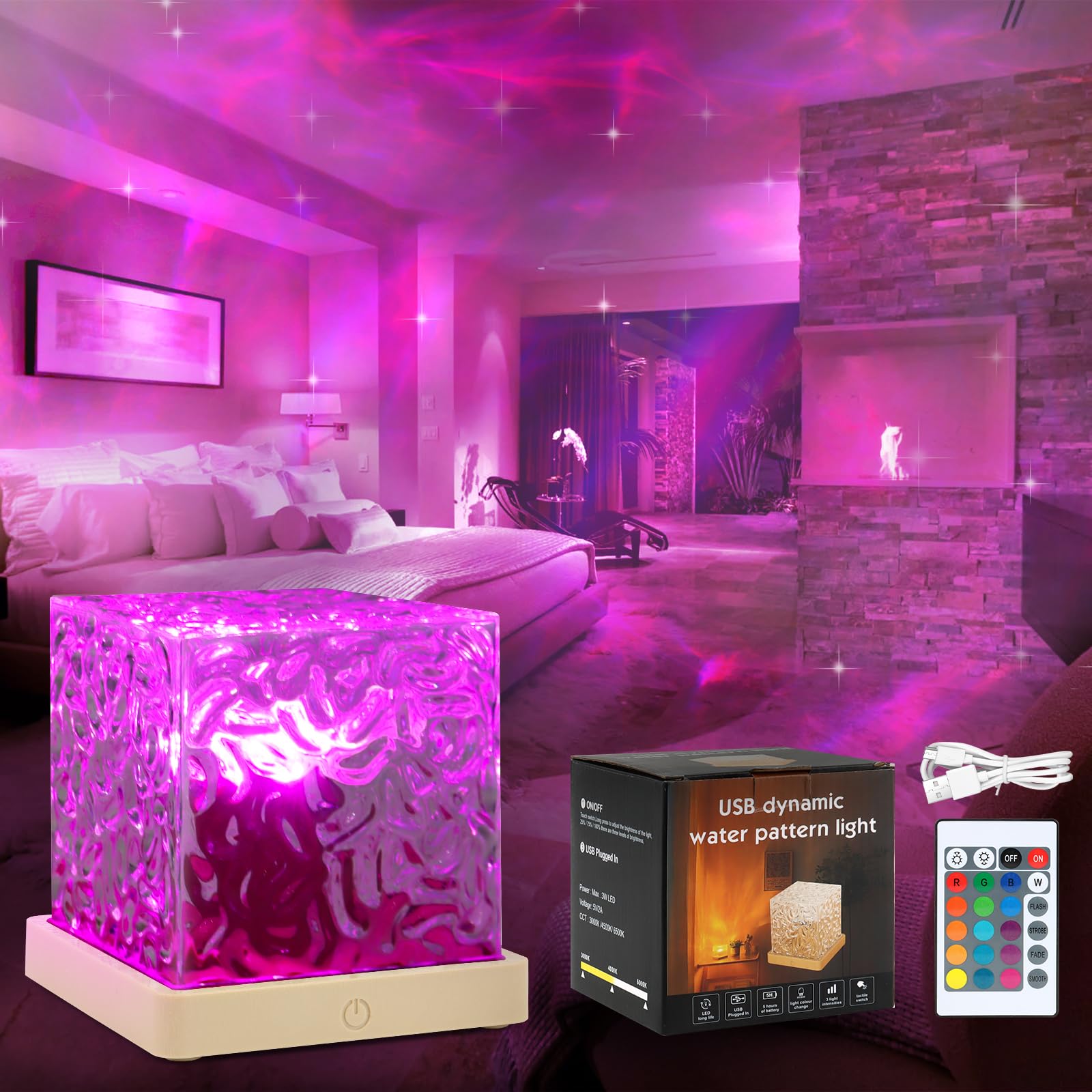 Northern Lights Projector, USB Ricaricabile a LED, Proiettore Cielo Stellato, con Telecomando, per Camera da Letto, Feste, Decorazione (B