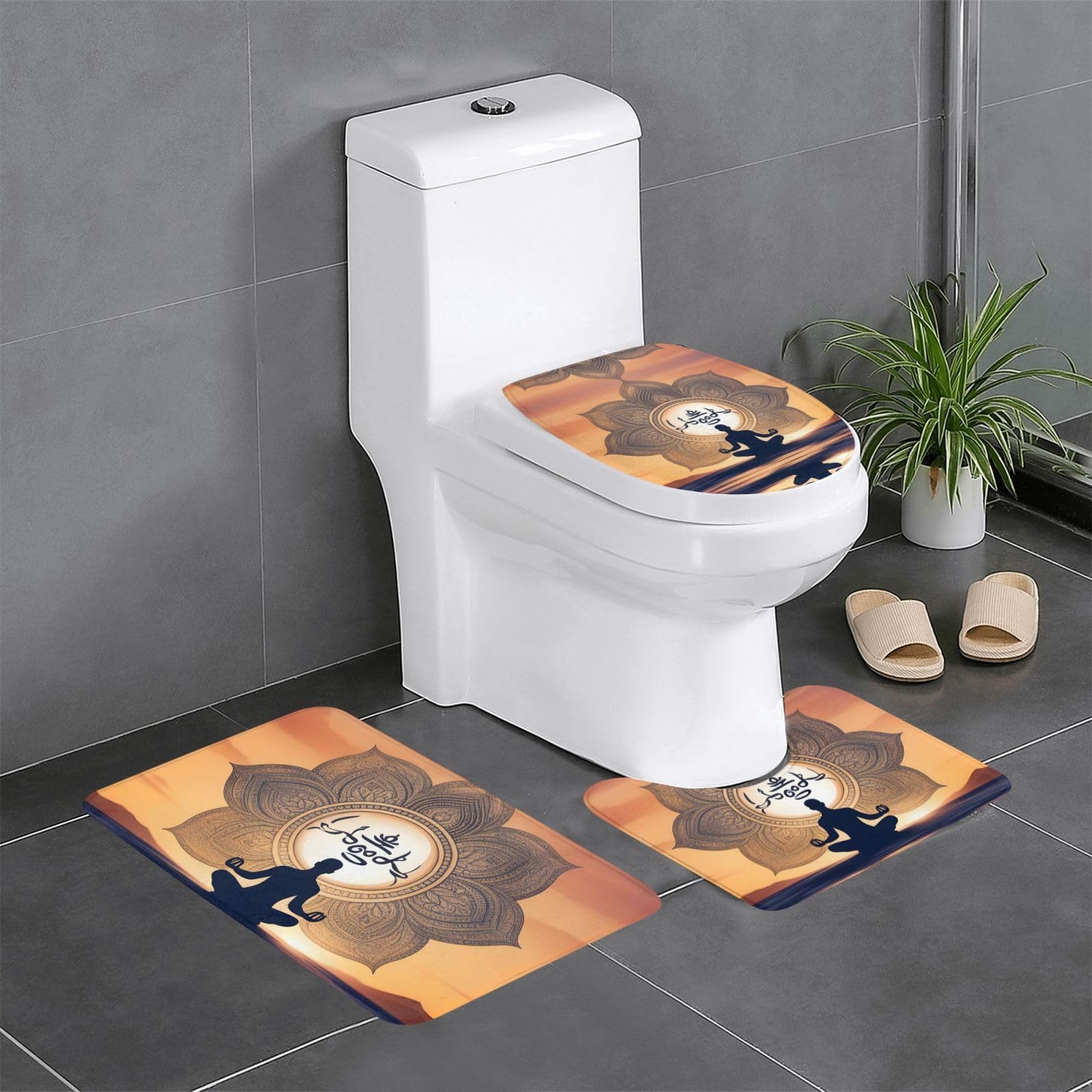 Tapis de salle de bain antidérapant lavable pour WC et douche