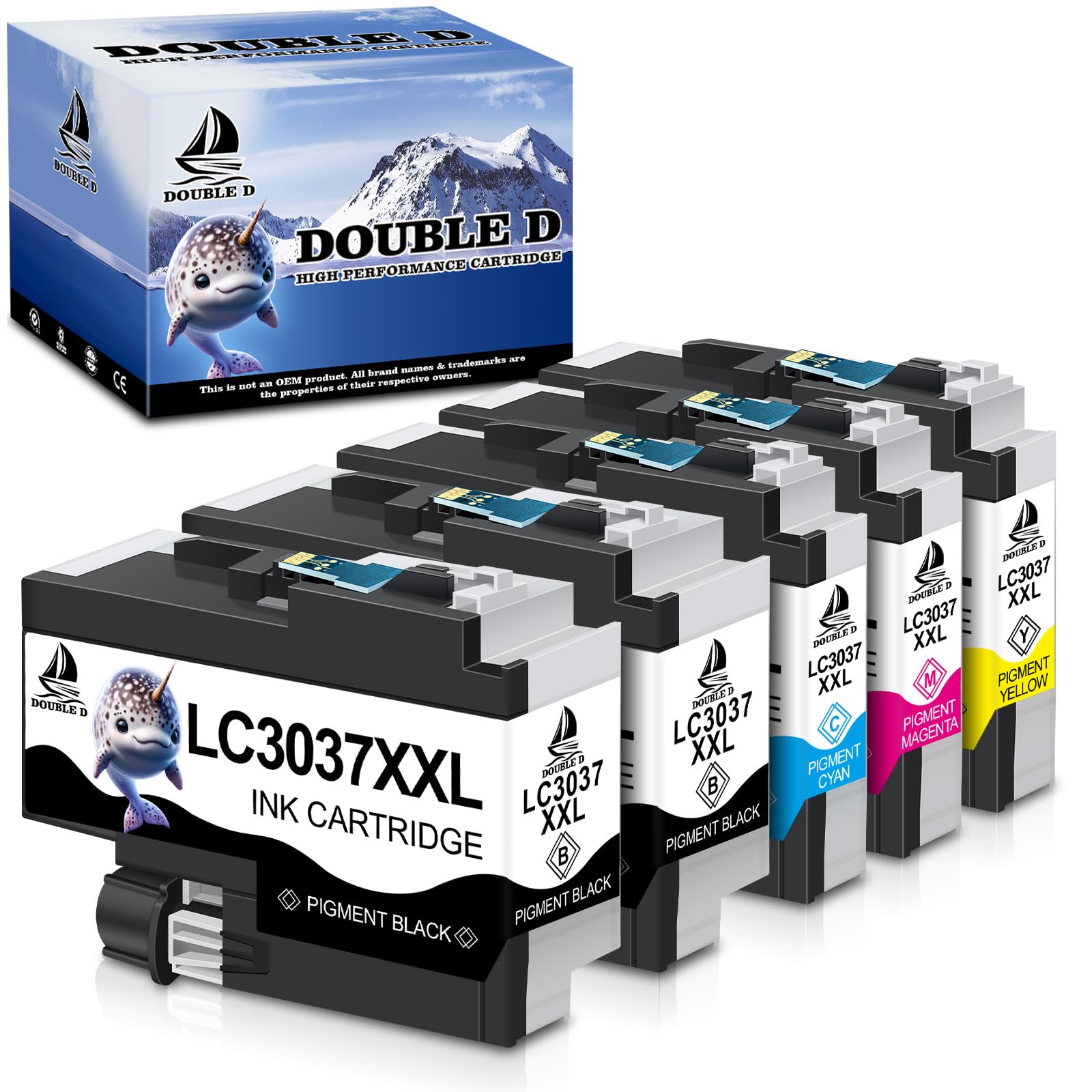 DOUBLE D Compatible LC3037 LC3037XXL Ink Cartridges for Brother LC3037 LC3039 LC3037XXL, use with MFC-J6945DW MFC-J5845DW XL MFC-J5945DW MFC-J6545DW