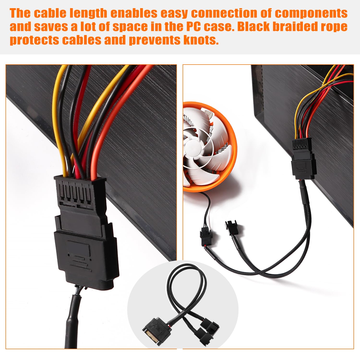 5 Câbles Adaptateur SATA 15 Broches Vers 4 Broches | Pour Alimenter Des Ventilateurs PC - 9