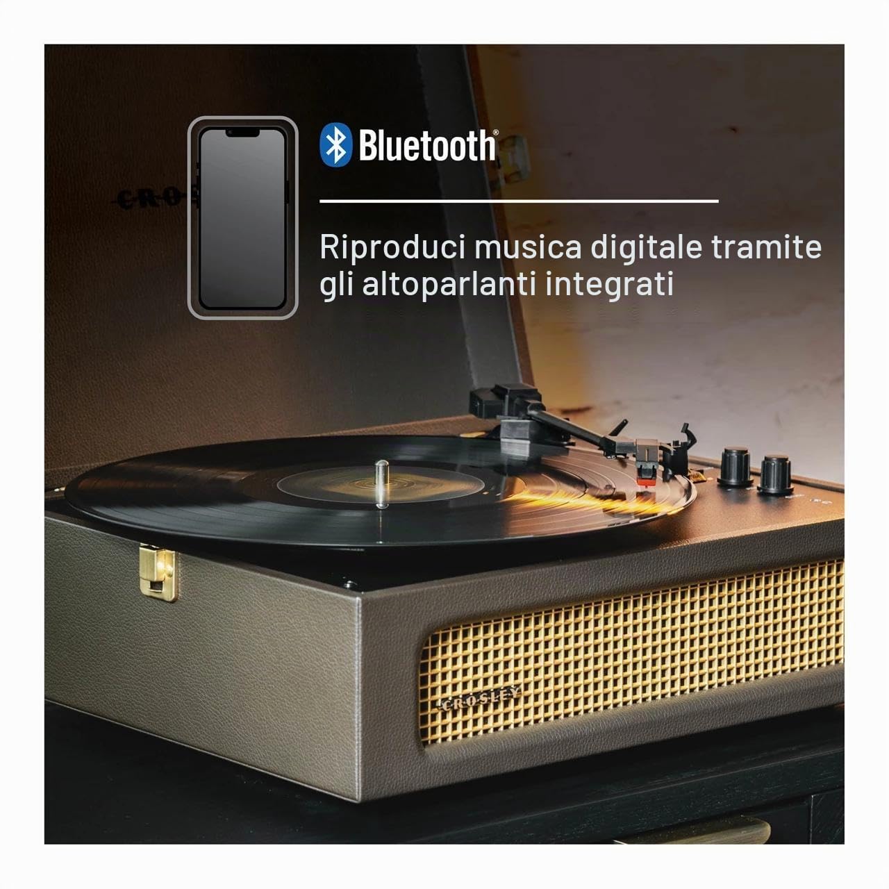 Crosley Voyager - Giradischi portatile Bluetooth, lettore di dischi in vinile a 3 velocità, giradischi per la casa per dischi in vinile, altoparlanti stereo integrati e ricevitore Bluetooth, ingresso