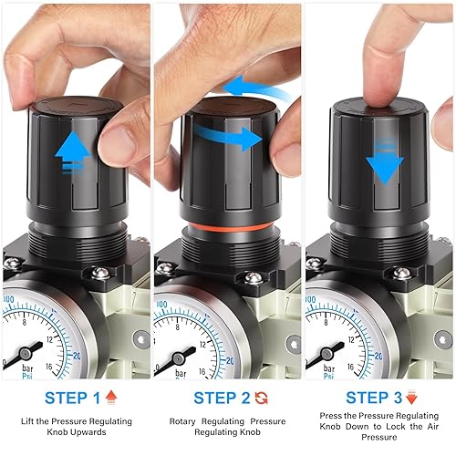 Miniatura 6 de TAILONZ PNEUMATIC 0-240PSI Sistema de secado de aire industrial de 34 pulgadas NPT grado 4 etapas, filtro de partículas, filtro coalescente, secador