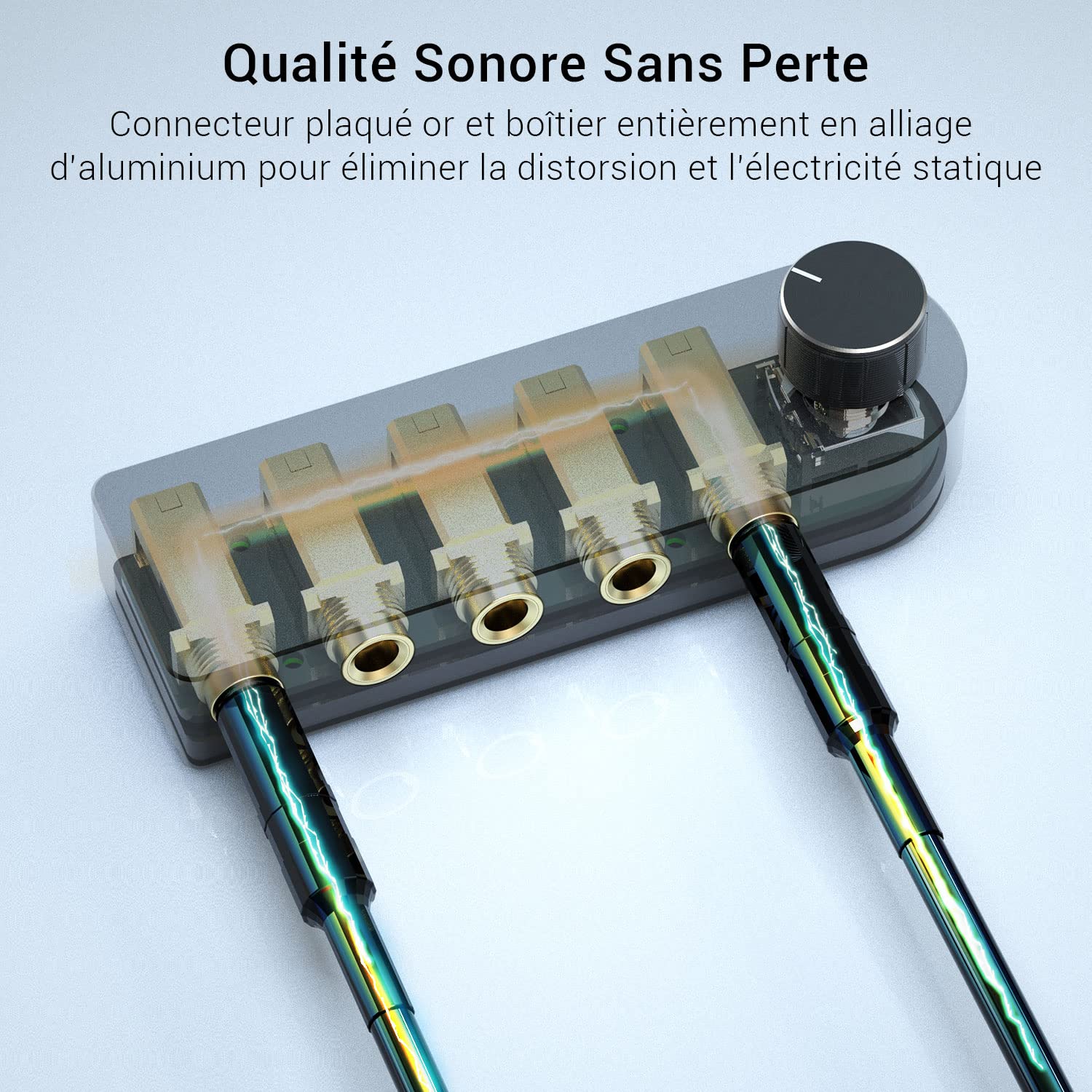 Cubilux Sélecteur Audio Bidirectionnel 4 Canaux 6,35mm, Boîtier de Commutation Stéréo 1x TRS vers 4X TRS 1/4” pour Casque, Enceintes, Subwoofer, Système Audio, Mixer, Amplificateur