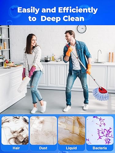 Miniatura 6 de Cabezal de repuesto para fregona O Cedar RinseClean, base de mango de repuesto para trapeador giratorio compatible con O-Cedar, 2 repuestos de mopa