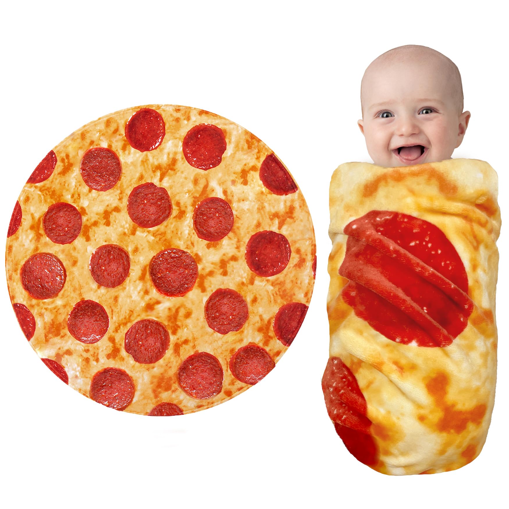 Jorbest Pizza Baby Blanket, 285 GSM Soft Flannel Pizza Swaddle Blanket Funny Newborn Gifts for Baby Shower Boys Girls, Pepperoni Blanket Gifts for 0-3 6 9 Month Old Baby Boys Girls (Red, 36 inches)