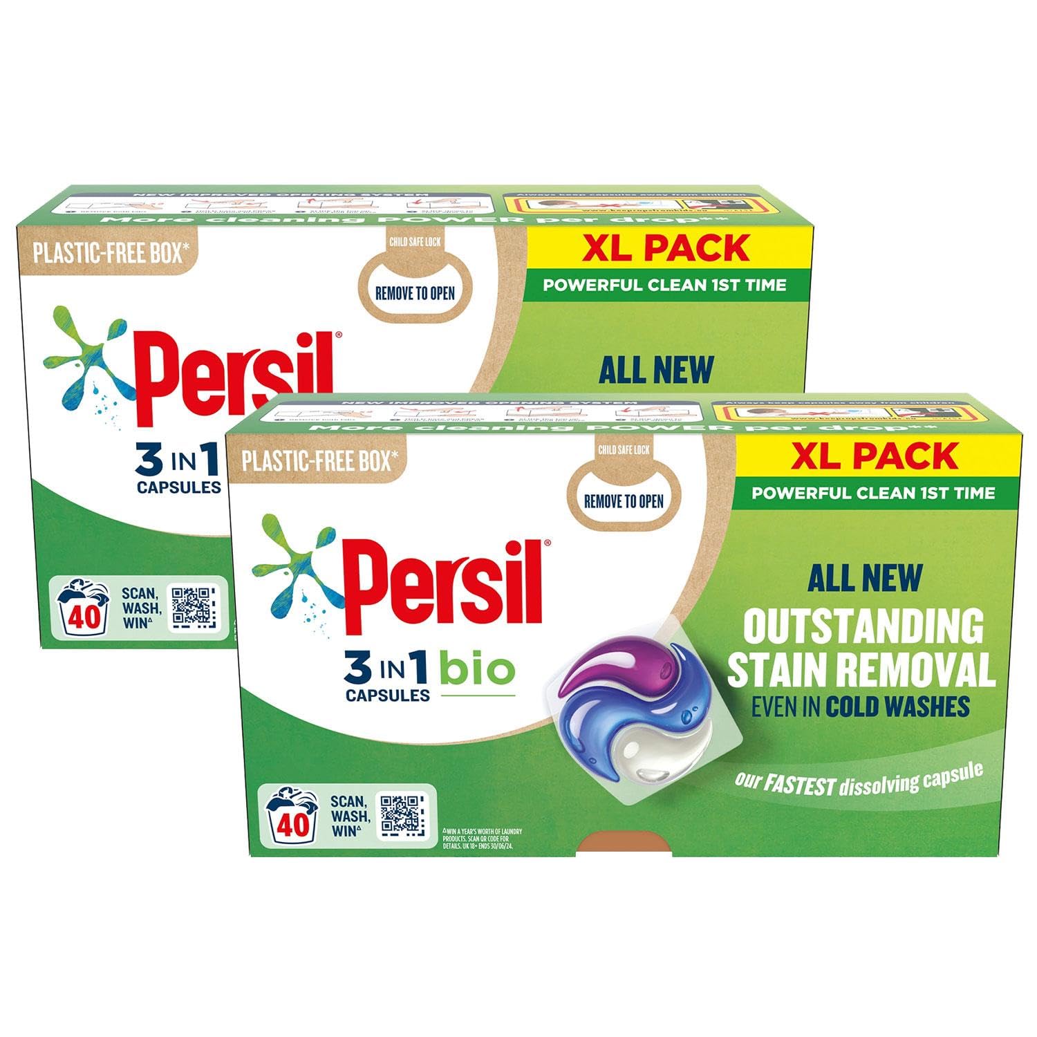 Persil 3 In 1 Washing Capsules Non Bio 58 Washes - Groceries