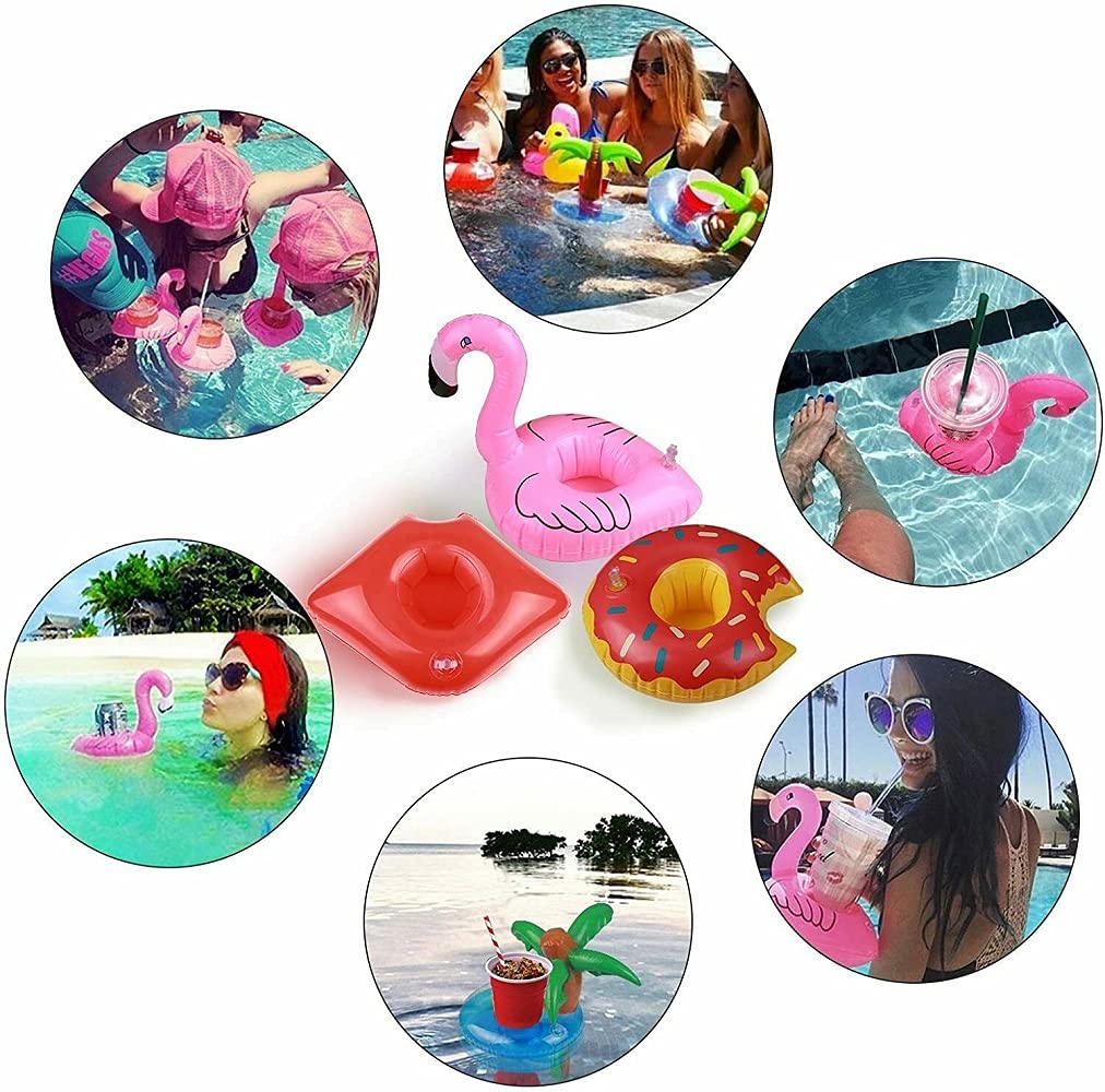2 Portabottiglie Gonfiabili Per Piscina, Forma Di Animale, In PVC Resistente, Per Bevande E Snack, Accessori Estivi Per Feste In Acqua