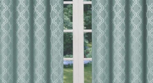 Miniatura 2 de blackout365Brylee Heavy geométrico ventana de Blackout paneles de cortina, 38x 84, color azul petróleo