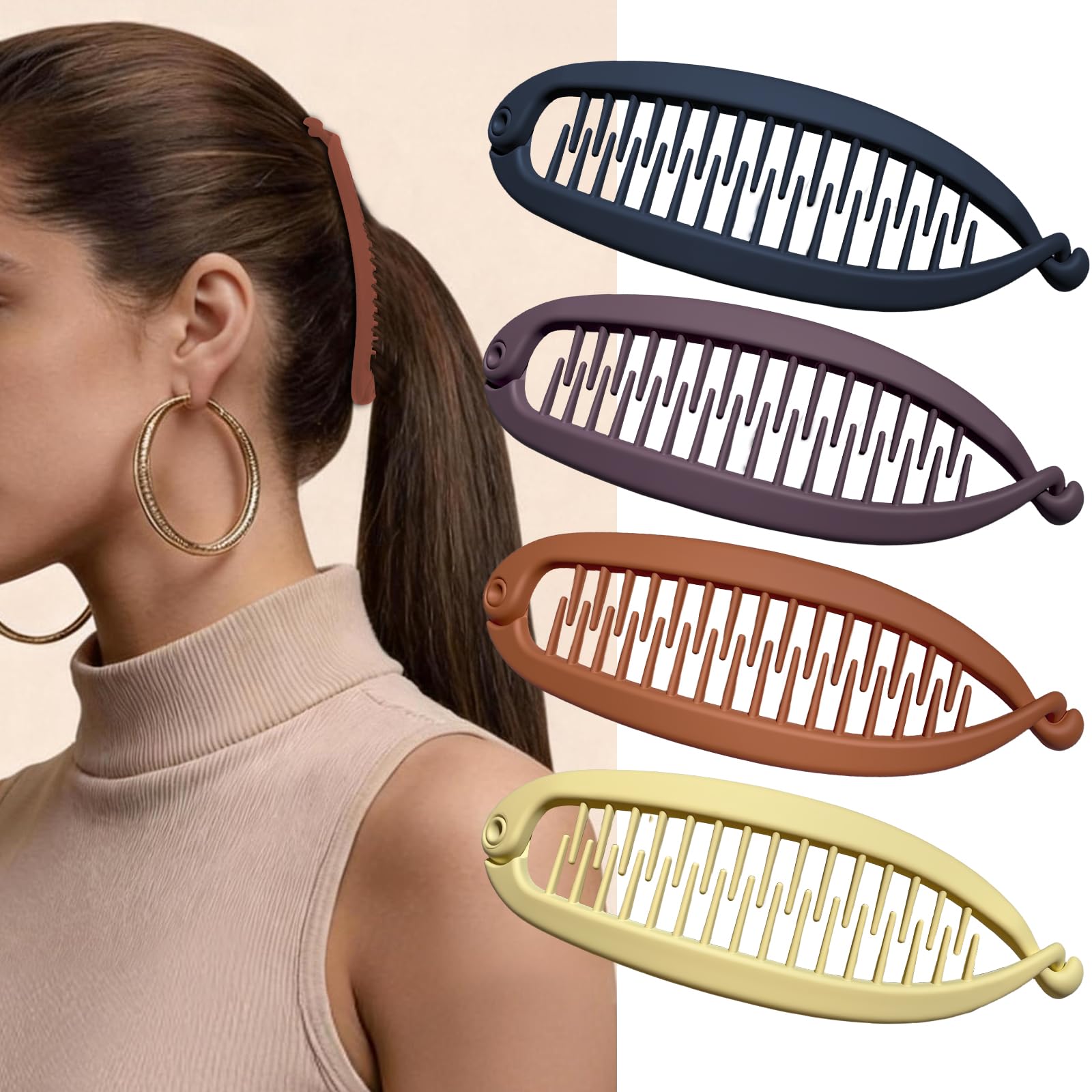 Photo 1 of ELLOPH Vintage Banana Hair Clips (4pc)
