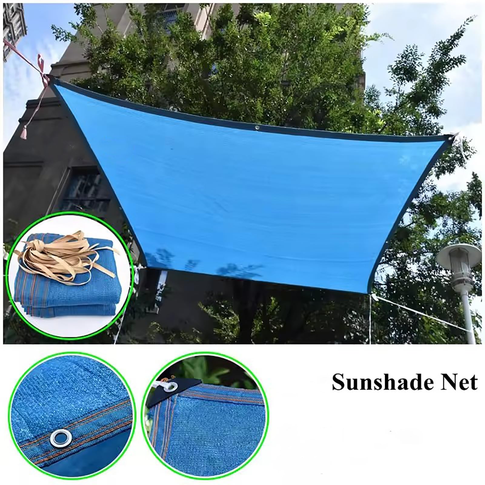 Malla de sombreo para Invernadero con protección UV del 90%, Transpirable, para Plantas y Flores de Exterior, Color Azul, 5x10 m, Borde Sellado.
