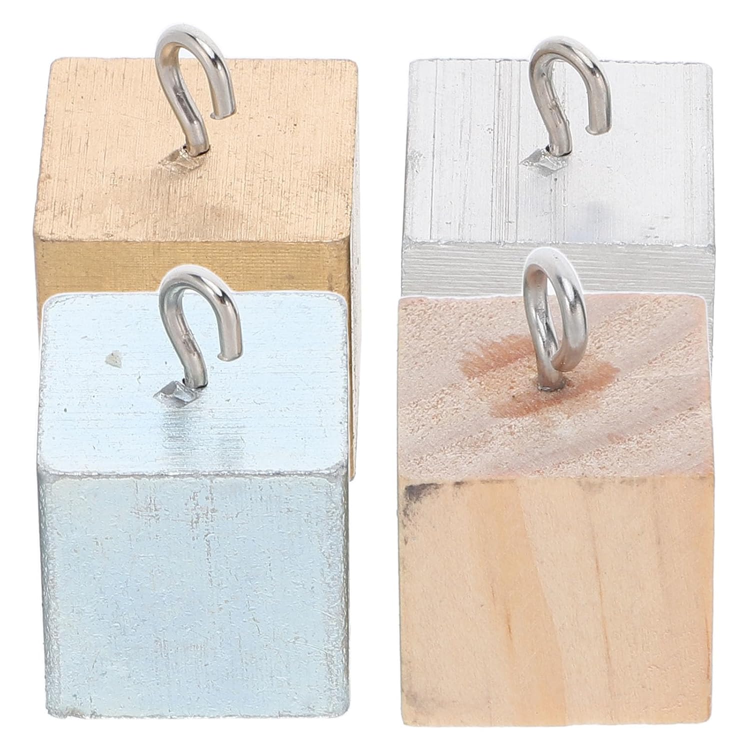 4 Piece Density Cube Set with Hooks for Science Experiments
