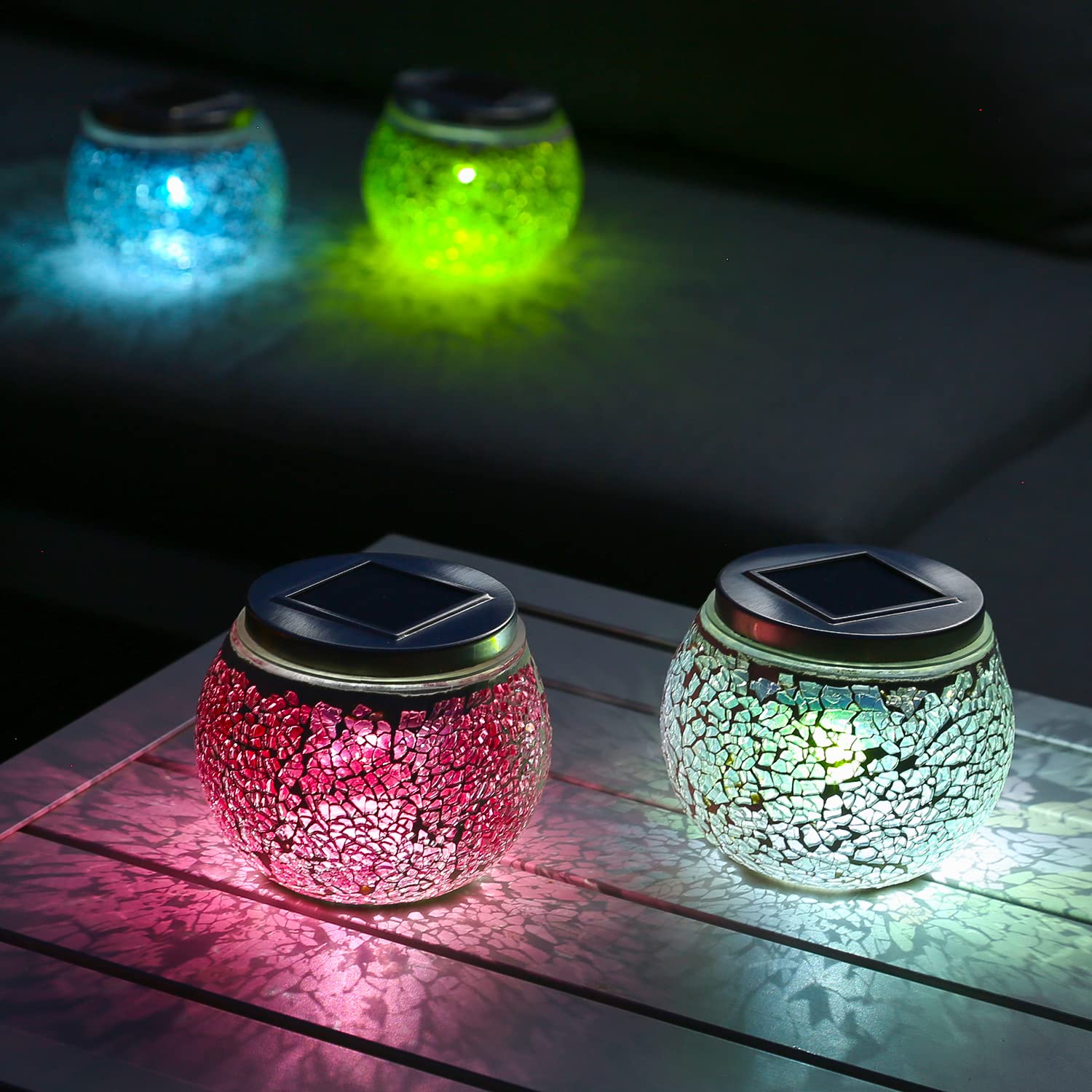 EONANT Solar Mosaik-Gartenlicht – Farbwechselnde Mosaik-Kugel Aus Kristallglas, Wasserdicht, 8h Leuchtdauer, Für Terrasse, Garten &