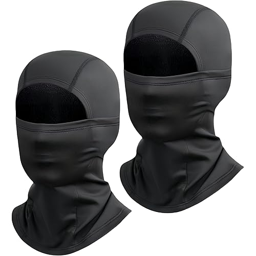 2 Pcs Balaclava Full Face Mask, Cold Weather Cover, Motorcycle Hood Under Armor, Thermal Windproof Ski Mask for Men and Women Hunting, Cycling - Shiesty Mask Neck Warmer, Autumn & Winter Gear Black