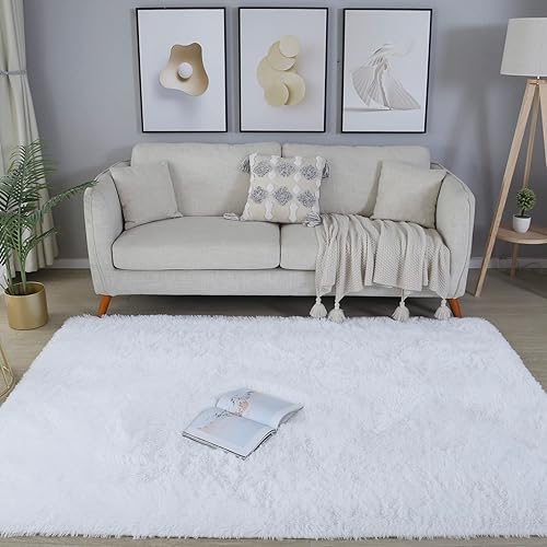 Miniatura 3 de Alfombra de área Shag de 4 x 6 pies, suave, rectangular, para interiores, alfombra moderna de lujo, alfombra de felpa para sala de estar, decoración