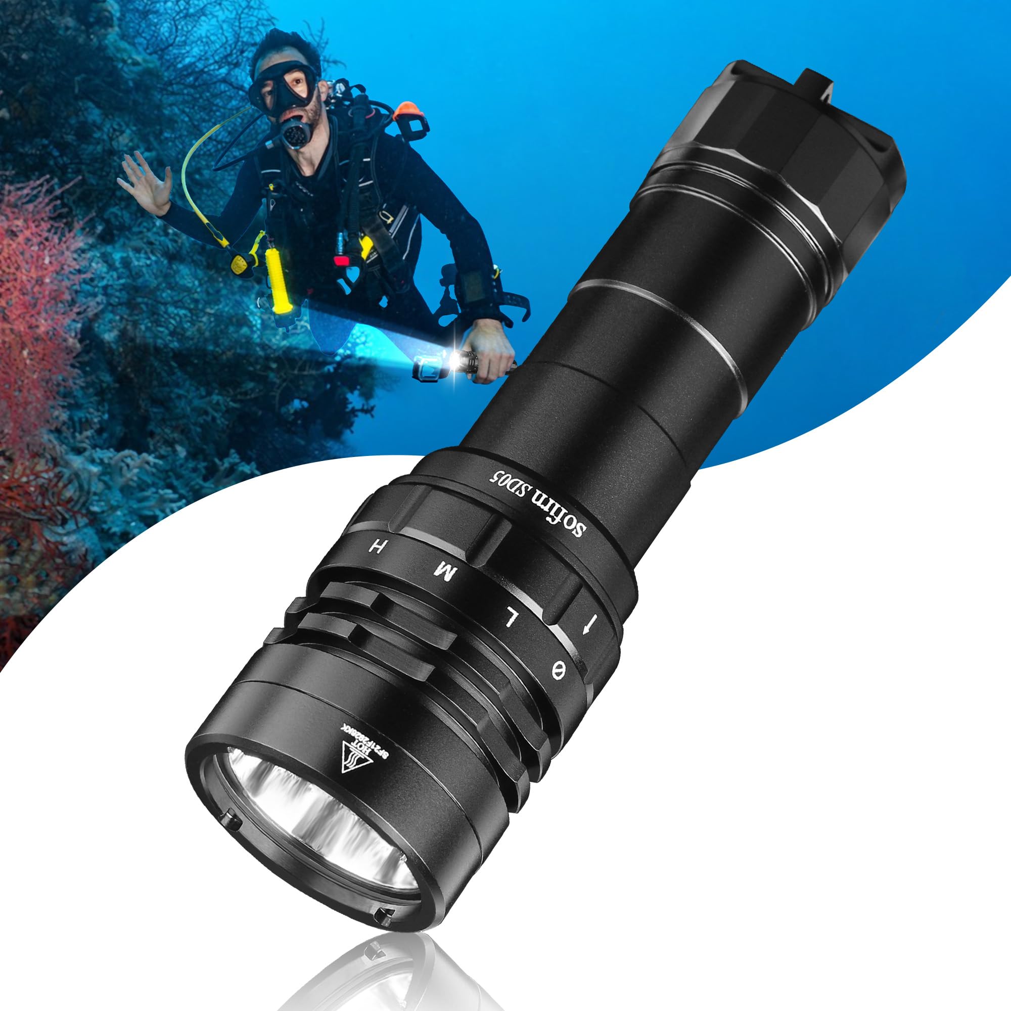 Sofirn SD05 Torcia Subacquea Led Lampada 3000 Lumen Super Luminoso con 21700 Interruttore Magnetico Impermeabile per 100 Metri Sott'acqua