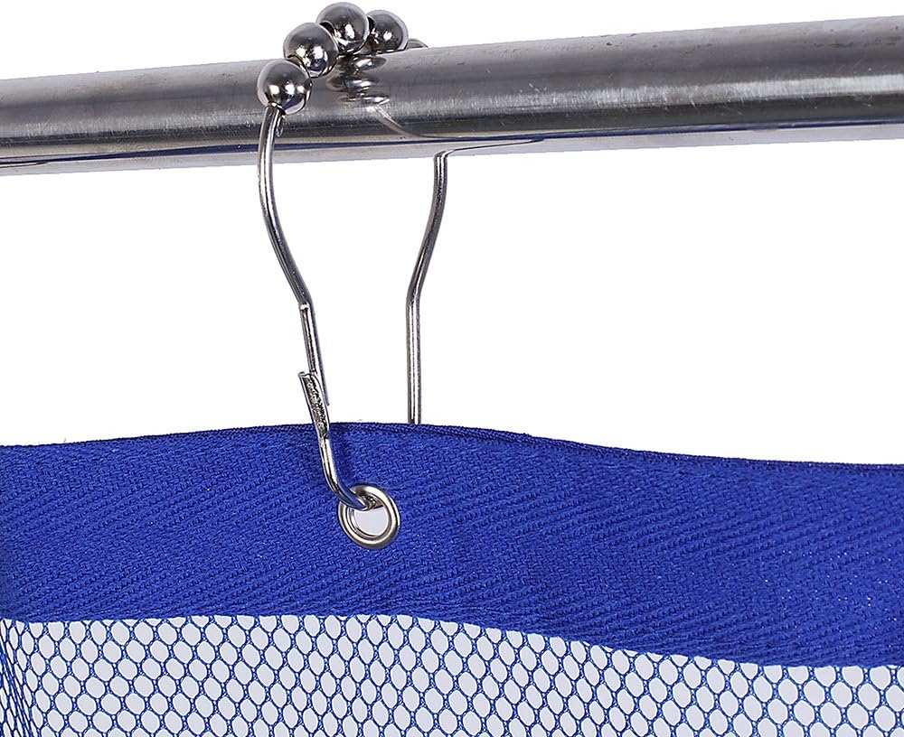 ALYER 6 Storage Pockets Hanging Mesh Shower Caddy,Space Saving Bathroom Accessories and Quick Dry Bath Organizer,Blue