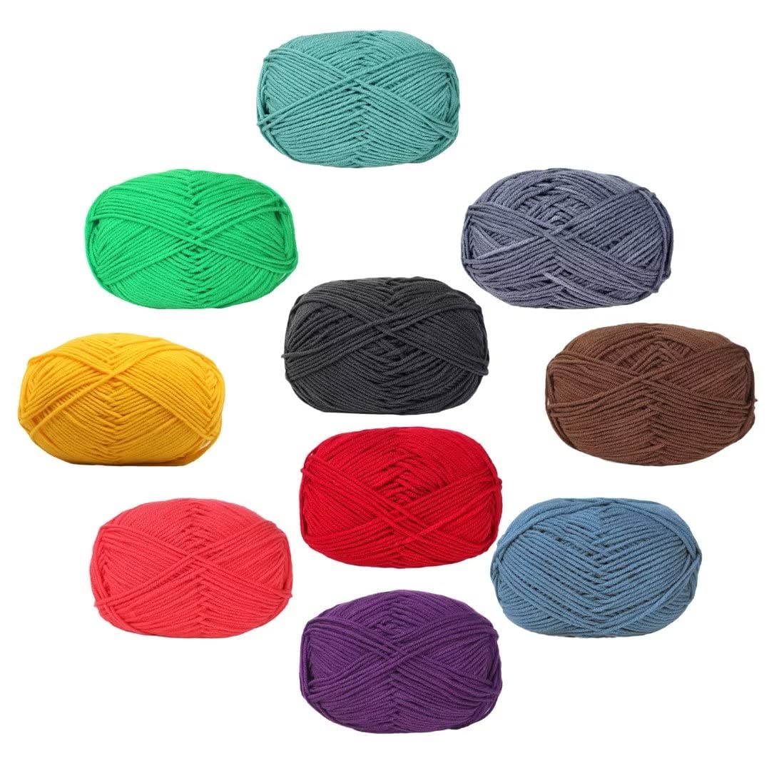 Filato morbido per uncinetto, 50 g/rotolo, gomitolo di filato tuftato, filo da ricamo misto cotone e acrilico, filato per uncinetto lavorato a mano, filato per tufting di tappeti e moquette a 4 capi