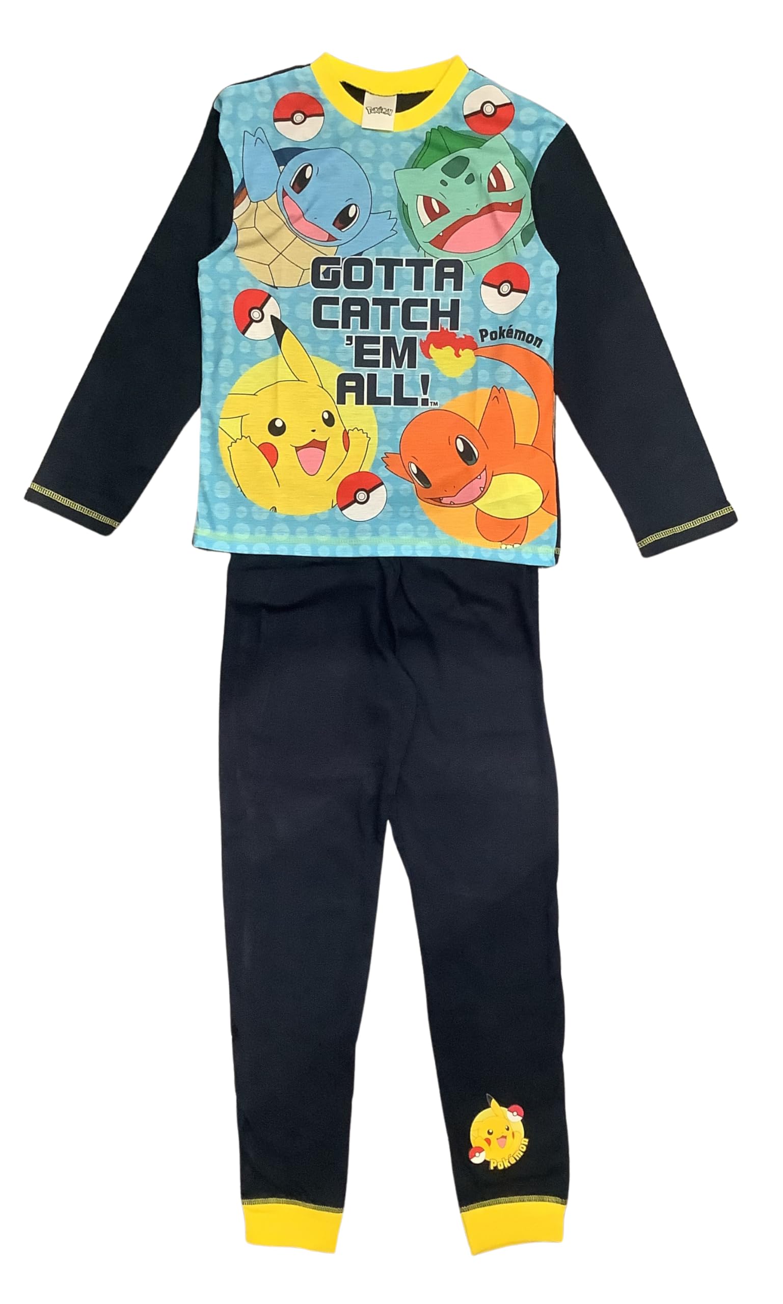 POKÉMON Boys Pikachu Charmander Squirtle Bulbasaur Pyjamas, Blue, 11-12 Years
