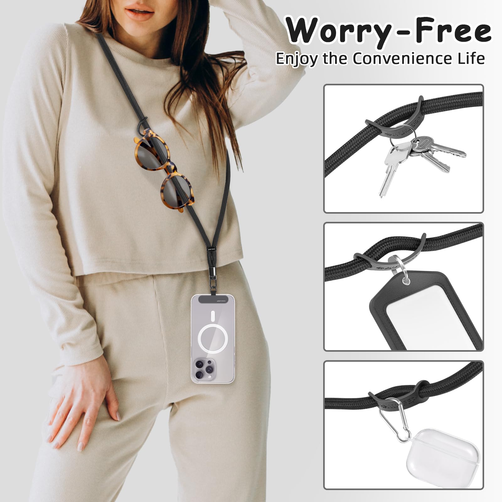 Pulpo 2 In 1 Anti Theft Phone Lanyard And Wrist Strap For IPhone And Android, Adjustable Cell Phone Leash And Universal Tether, Hands Free Strap For Travel Running And Everyday Use