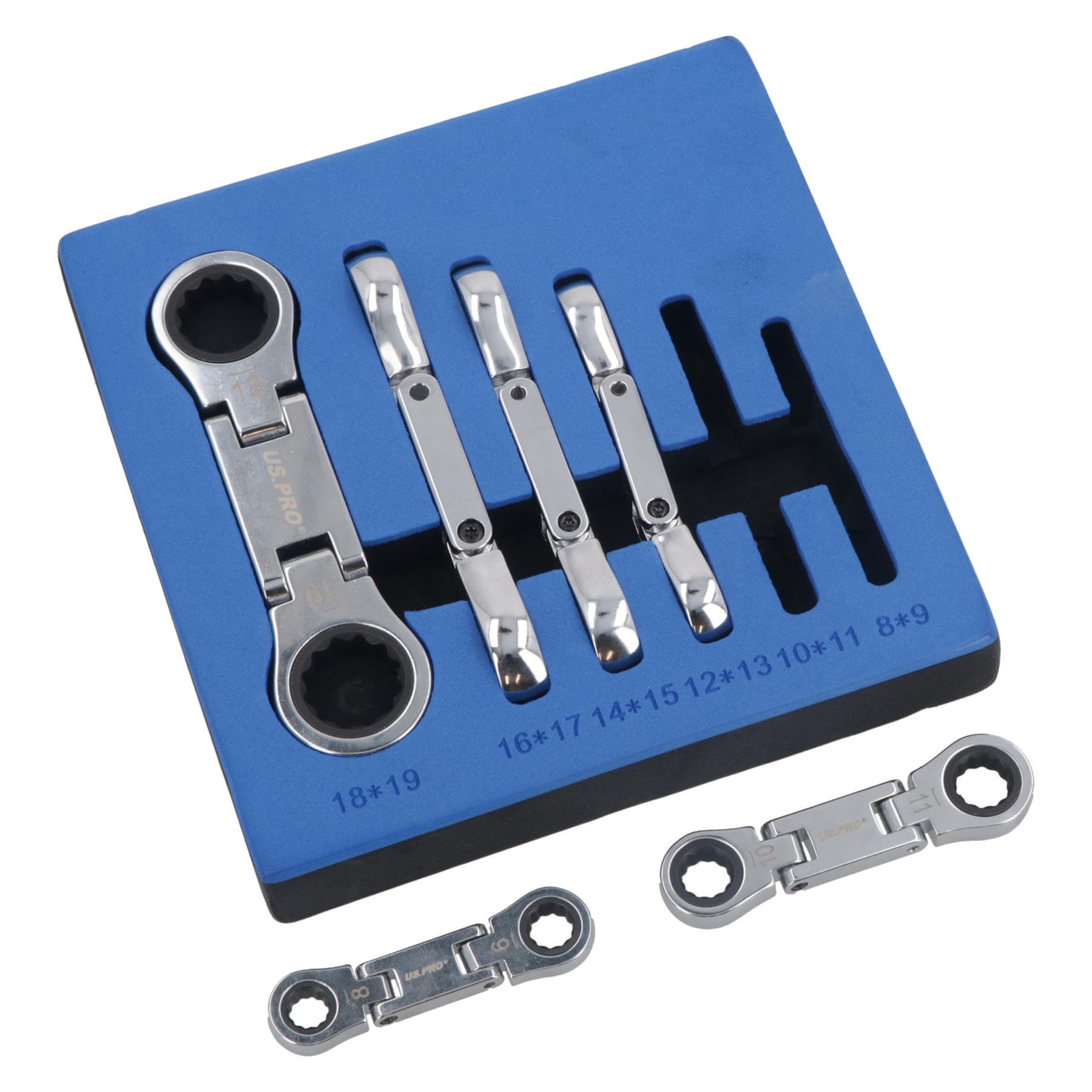 AB Tools Zestaw kluczy metrycznych z podwójną głowicą Flexi 8 - 19 mm 6 szt. 72 zęby