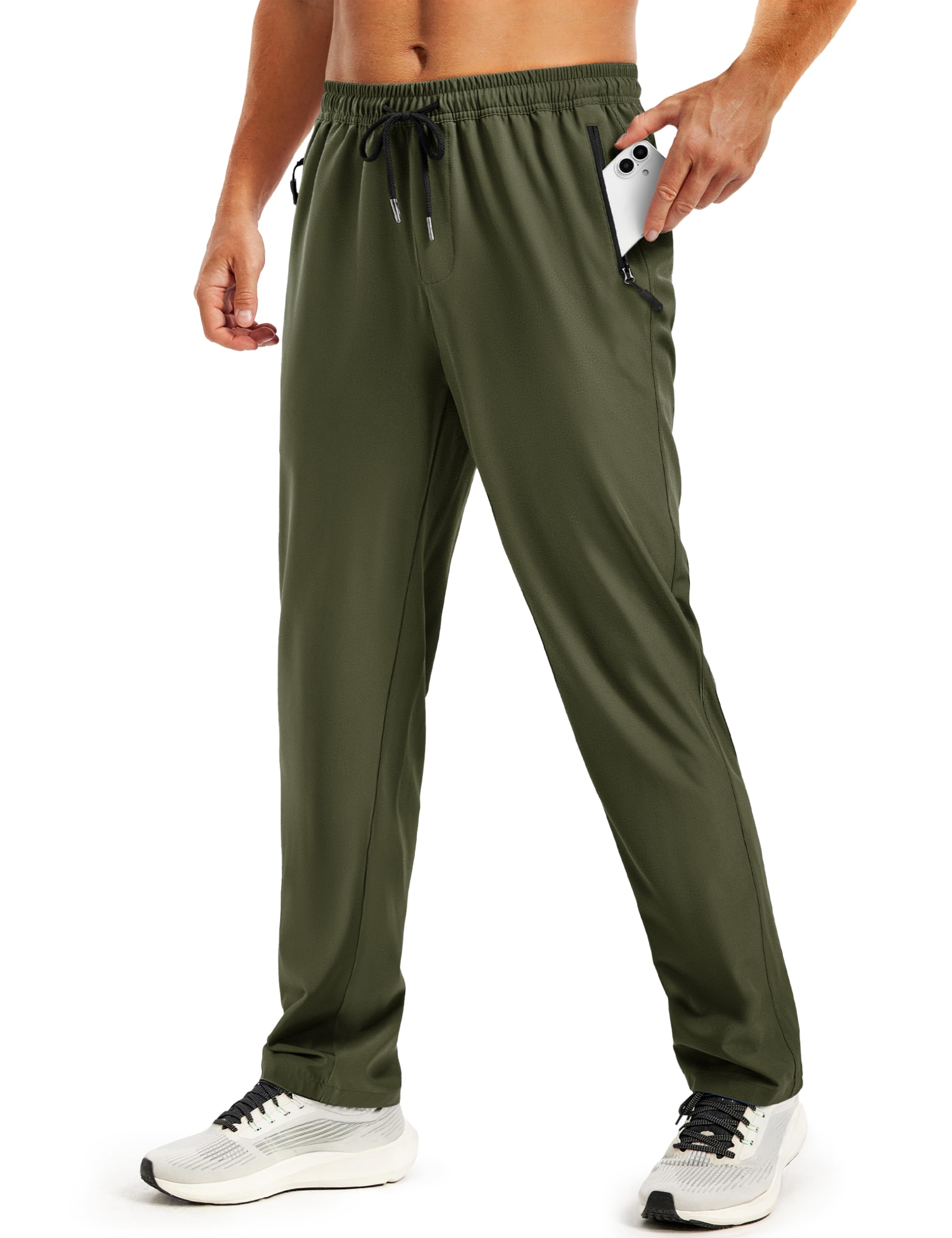 TACVASEN Mens Workout Pants Casual Athletic Hiking Lightweight Quick Dry Stretch Waterproof Sweatpants with 3 Pockets