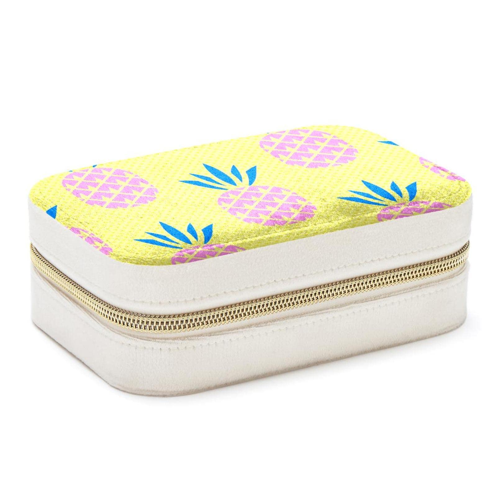 Boîte à bijoux de voyage portable ananas petit mini rangement bagues rose