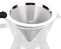 Vista 3 de Cafetera de vidrio de 13.5fl oz, cafetera para verter sobre la cafetera con filtro de malla de acero inoxidable reutilizable (A)