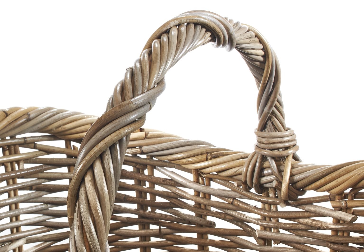Kobolo Einkaufskorb EMMA aus Rattan in 50x40x37 cm Kubu Grey