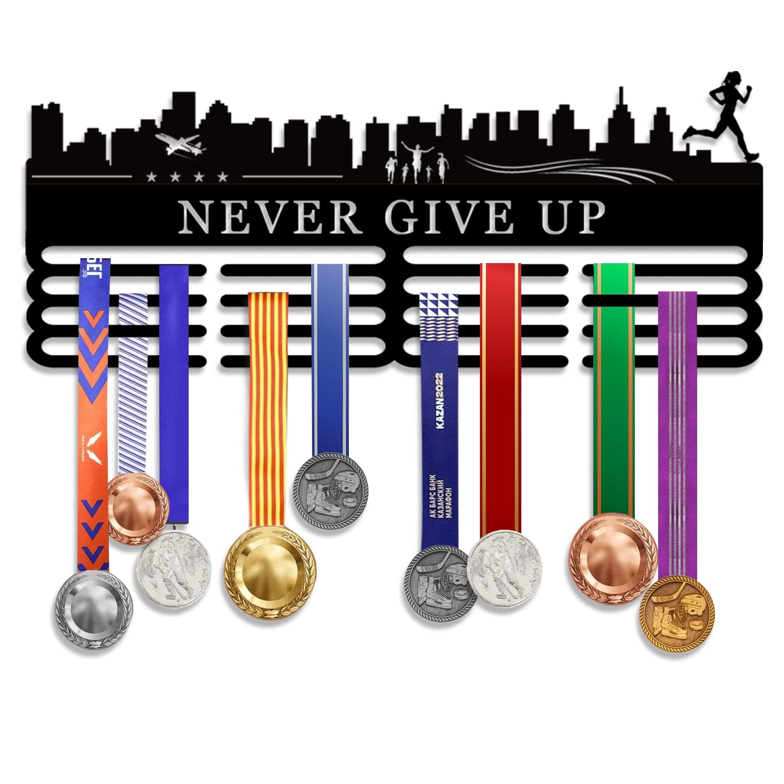 Personalized Medal Hanger Display - Custom Name Medal Holder Rack Wall Mount Decor, Trophy Shelf Tiered Award Rack Award Ribbon Hanger, Women Sports Medal Holder Rack for Dancing, Cheer, Ballet