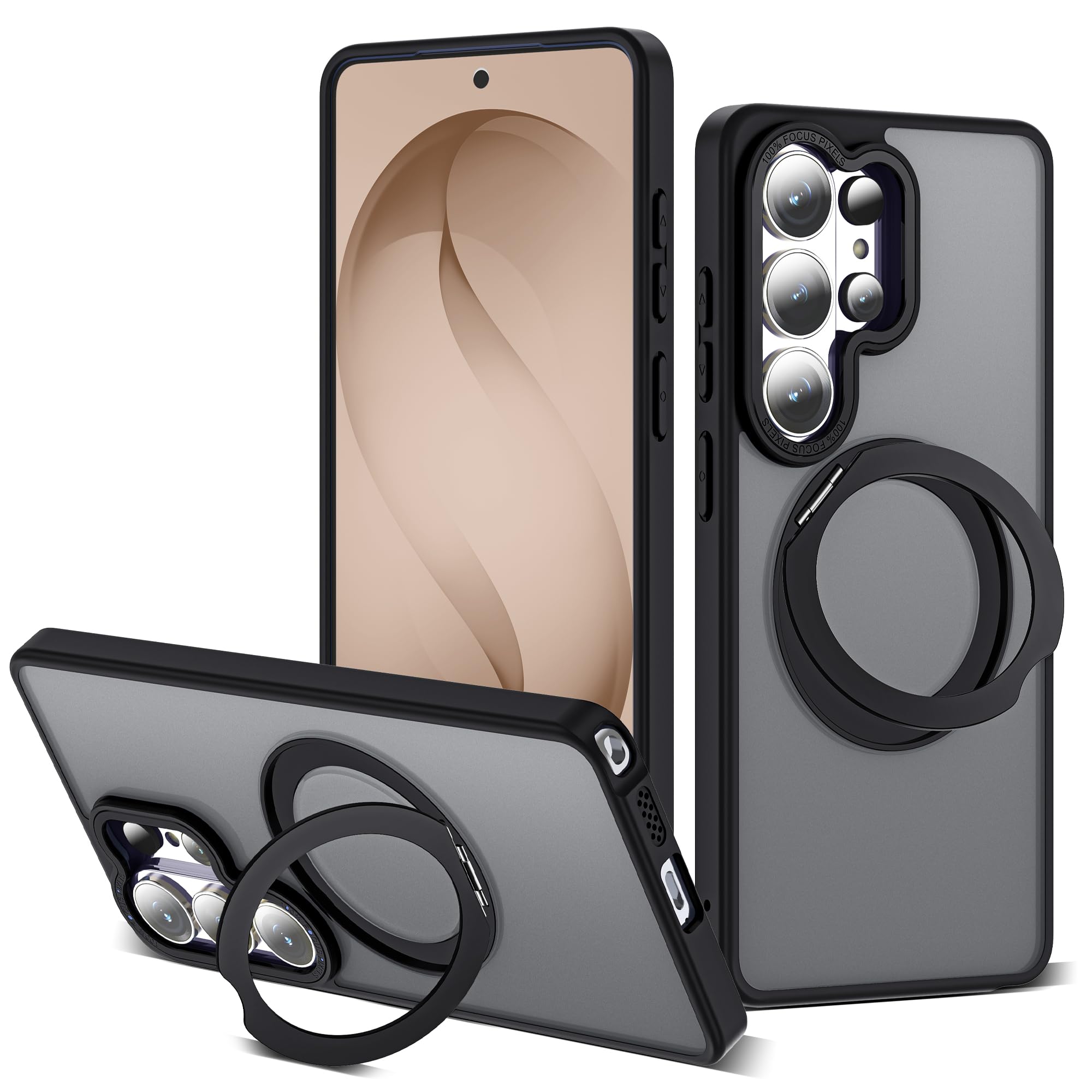 for Samsung Galaxy S26 Ultra Case with 360° Spin Stand,Black