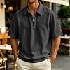 Camisa de golf de manga corta para hombre, resistente al viento y al agua, chaqueta tipo jaula, cremallera de cuarto, cuello, polo activo 3