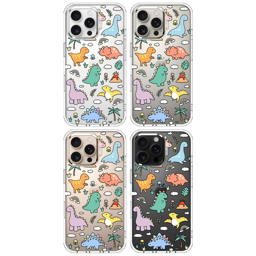 MOSNOVO Case for iPhone 16 Pro Max, [Buffertech 6.6ft Military-Grade Drop Protection] [Anti Peel Off Tech] Clear TPU Bumper Phone Case Cover Design - Dinosaur Land - 3