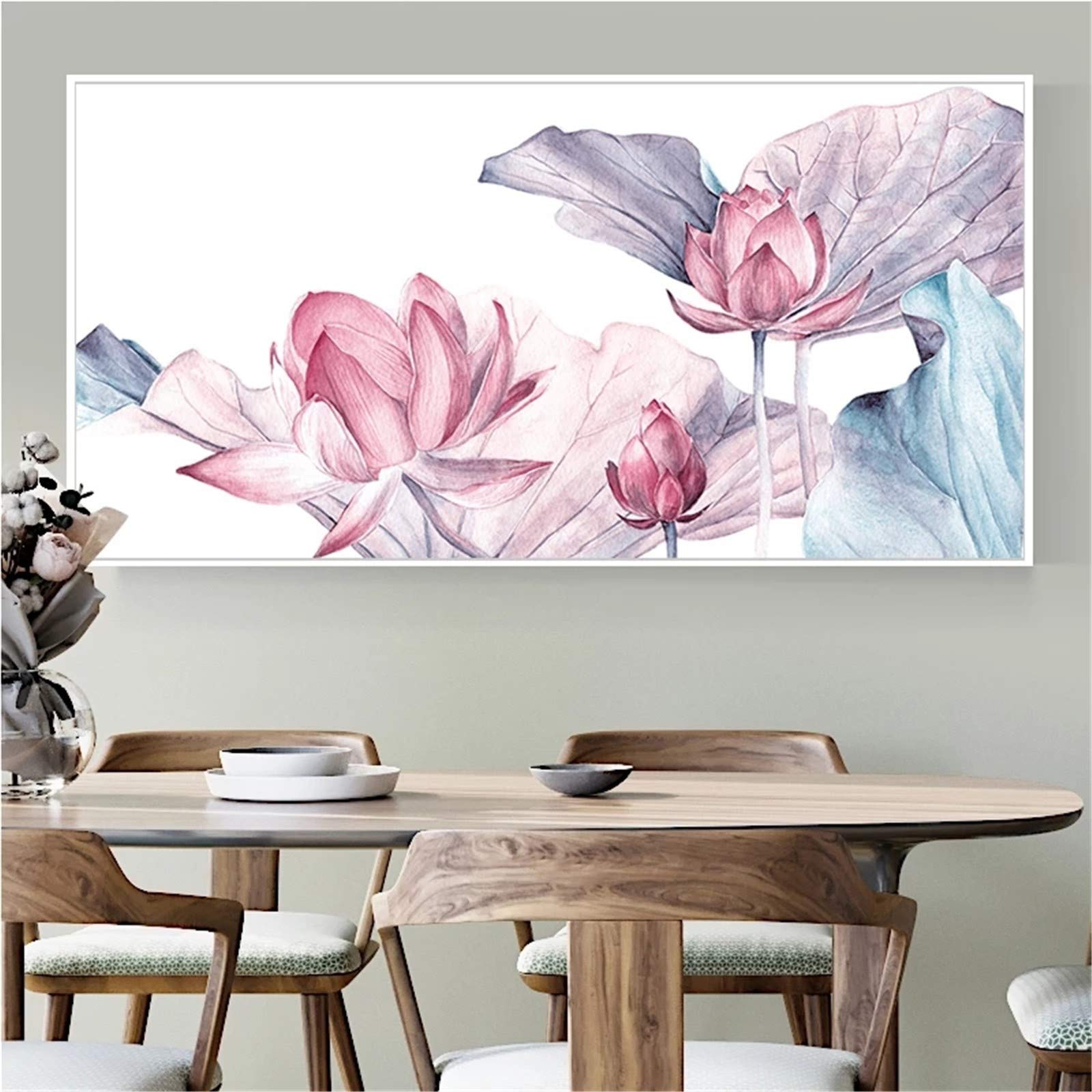 Diamant peinture complète fleurs minimalistes grand format autocollant mural strass carrés