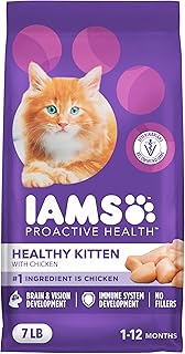IAMS Proactive Health Kitten Dry Cat Food, Healthy Kitten Food Dry Recipe with Real Chicken in Every Bite, 7 lb. Bag
