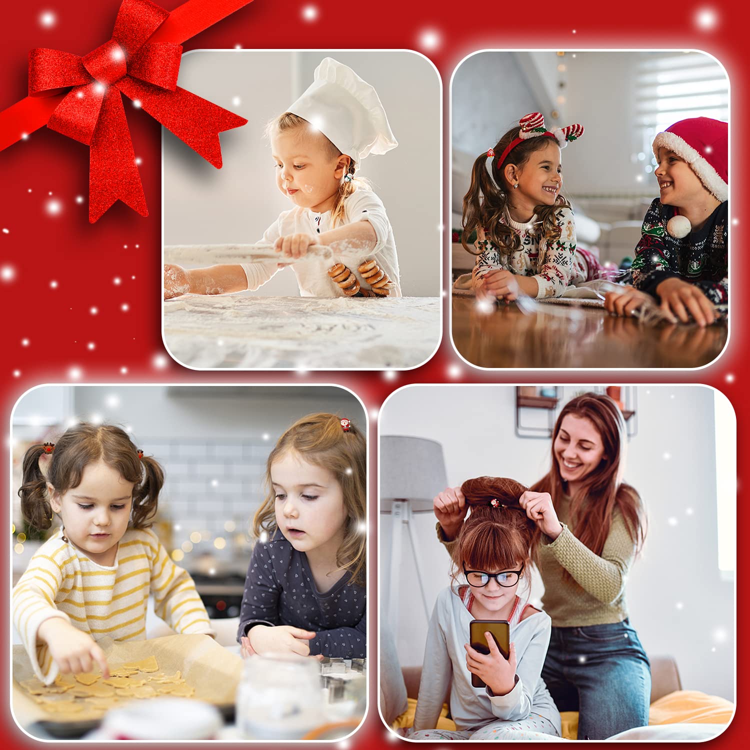 10 Pezzi Fascia Capelli Natalizia + 10 Adesivi - Cerchietti A Tema Babbo Natale, Pupazzo Di Neve E Albero - Decorazioni Fai Da Te Per Feste E Regali