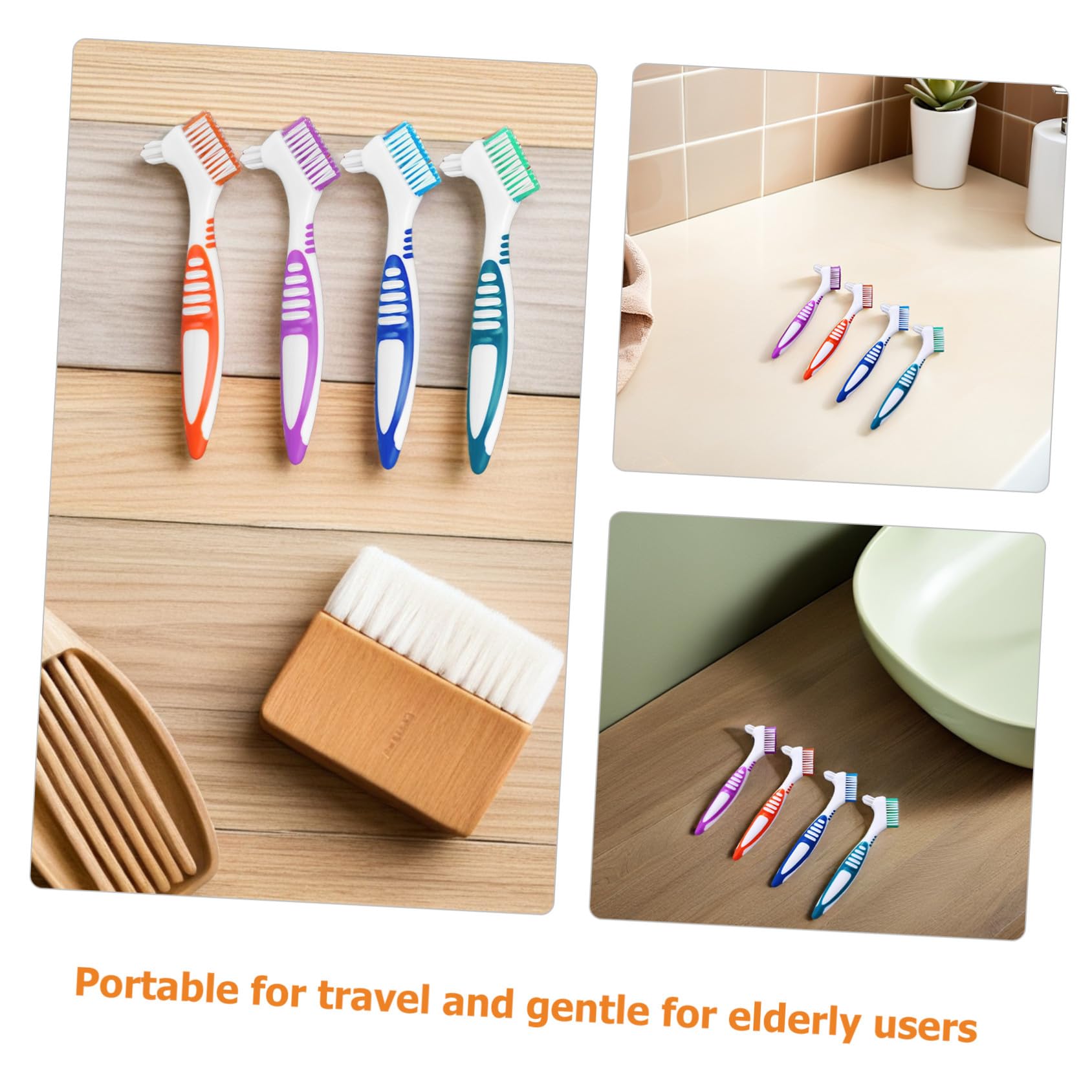 12 Pezzi Spazzolino per Protesi Doppia Testa con Impugnatura Ergonomica Portatile per Pulizia Dentiera e Apparecchi Morbide Setole per Delicata di Denti Falsi e Ferretti per