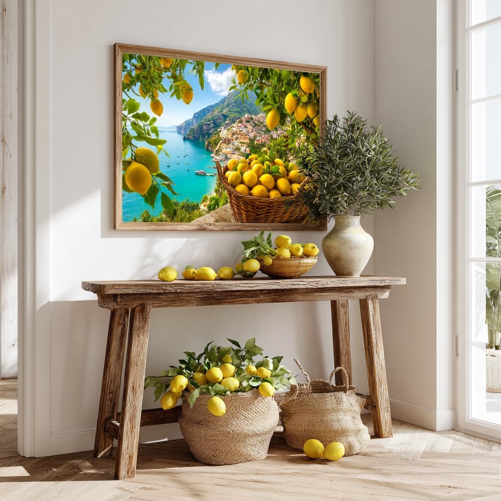 Bgraamiens 1000 Piece Jigsaw Puzzles for Adults – Amalfi Coast with Lemons – Mediterranean Seaside Scene with Citrus and Coastal View – Scenic Italian Gift for Relaxation