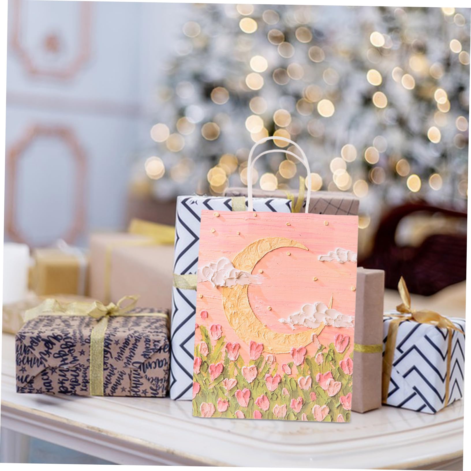 Papier Geschenktüten 50 Stück Rosa mit Henkeln für Feiern