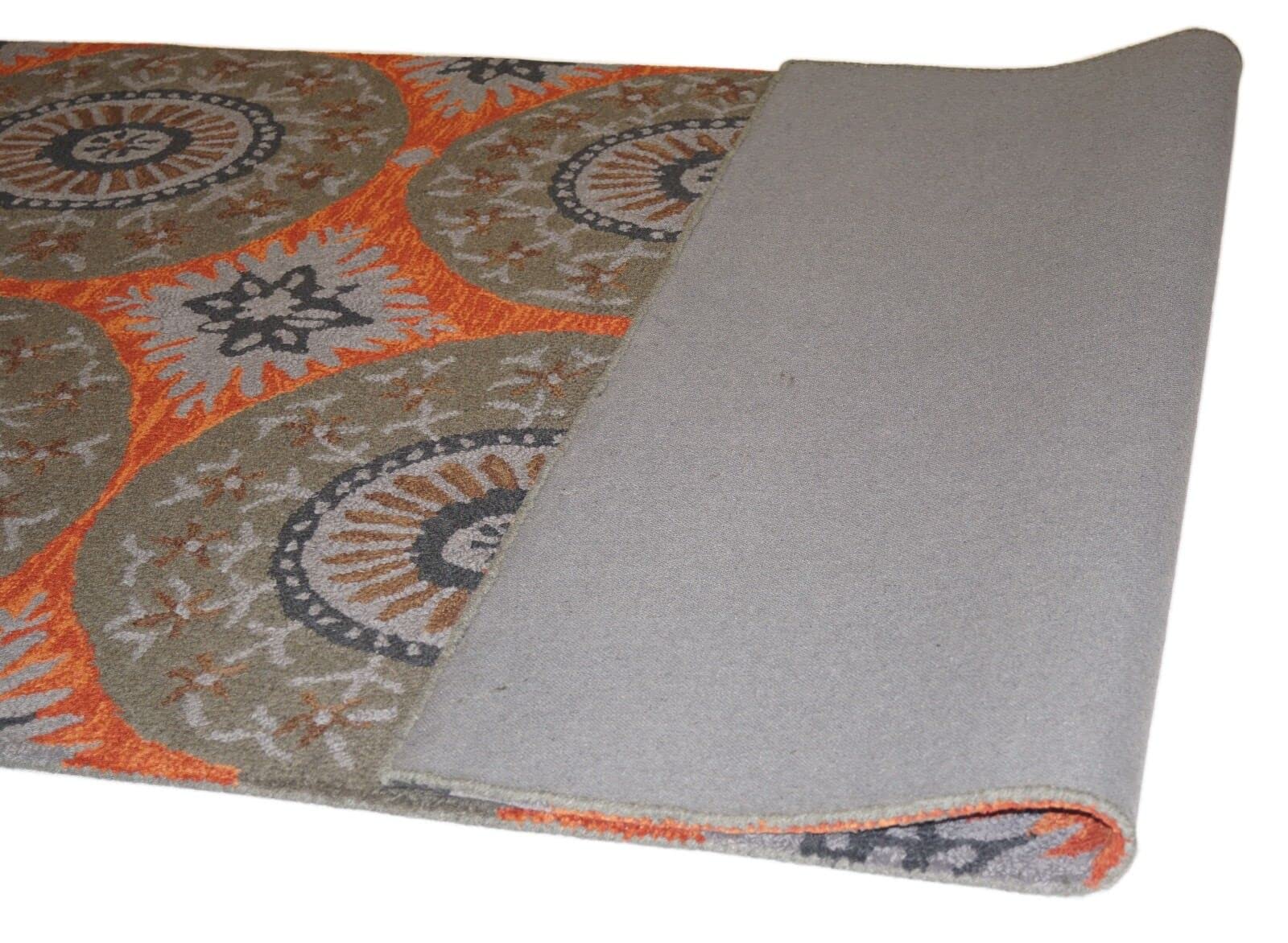 Wollteppich Grau Orange 150 x 240 cm 100% Wolle handgetuftet