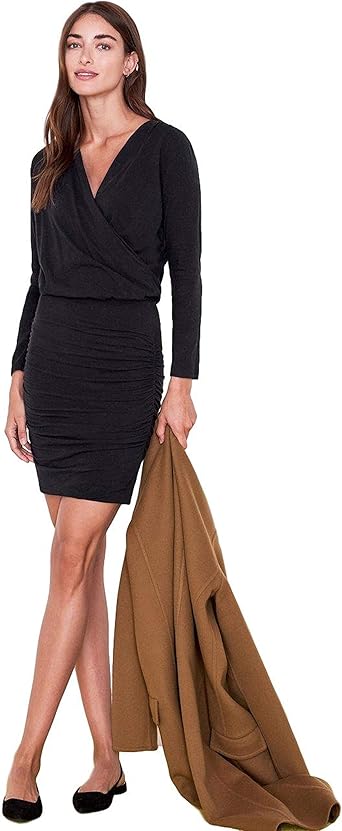SUNDRY Surplice Ruched Dress at Amazon 