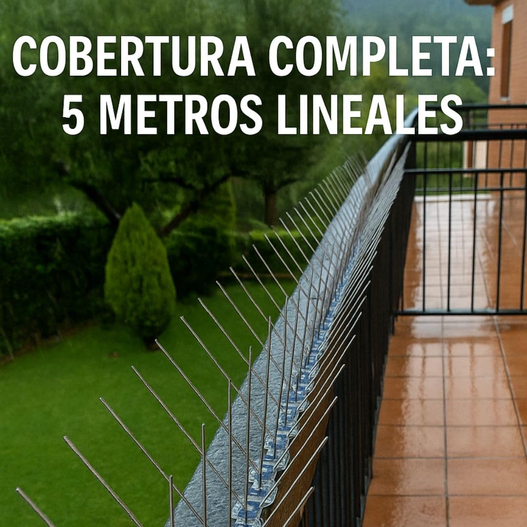 ANTICIMEX 5Metros Pinchos para Palomas de Acero Inoxidable con Cinta Adhesiva Fuerte para Ahuyentar Palomas y Pájaros | Ahuyentador Exterior para Balcones, Ventanas y Terrazas