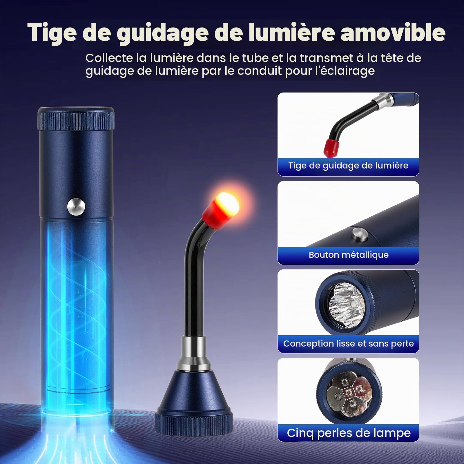 Appareil de thérapie par lumière rouge, lampe torche infrarouge 2 en 1 avec 5 LED (460 nm, 630 nm, 660 nm, 850 nm, 940 nm), stylo instrument rechargeable par USB