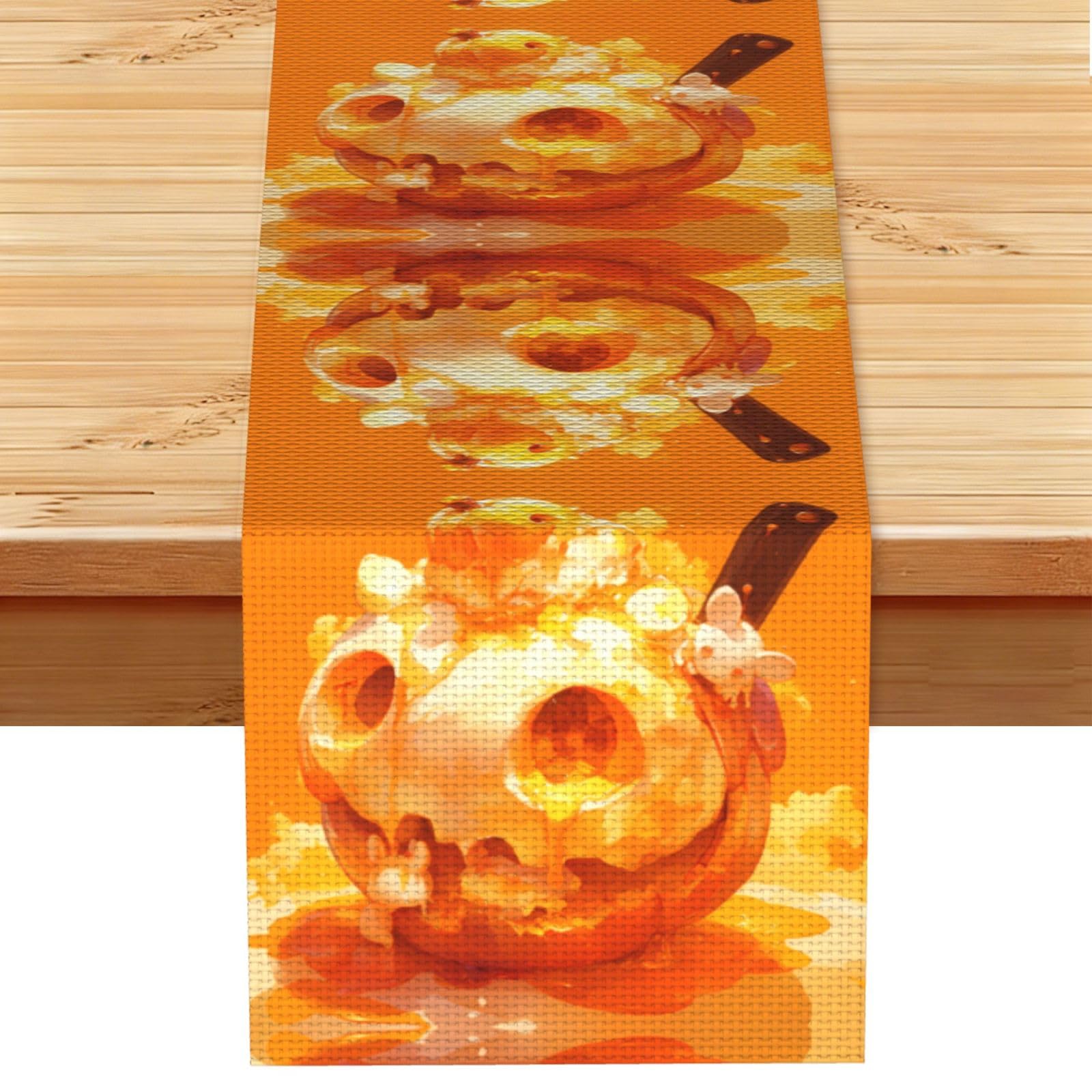 Pumpkin and ice cream Linen Feel Table Runner Wedding Party Home Decoration