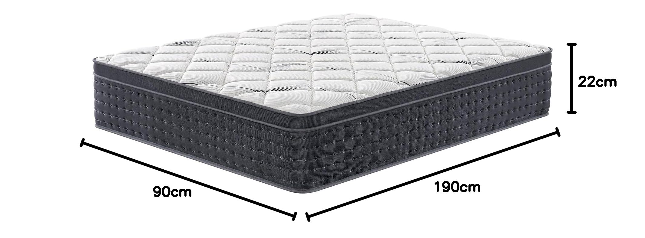 Luxirest Matelas 90x190 - Épaisseur 22cm Matelas en Mousse à Mémoire de Forme - Parfait Soutien