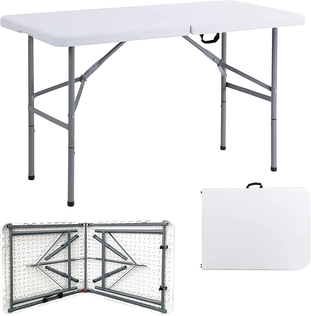 Denny International® Trestle Table Indoor Outdoor Garden Catering Heavy Duty Folding Table for Picnic Party Dinner (4ft)