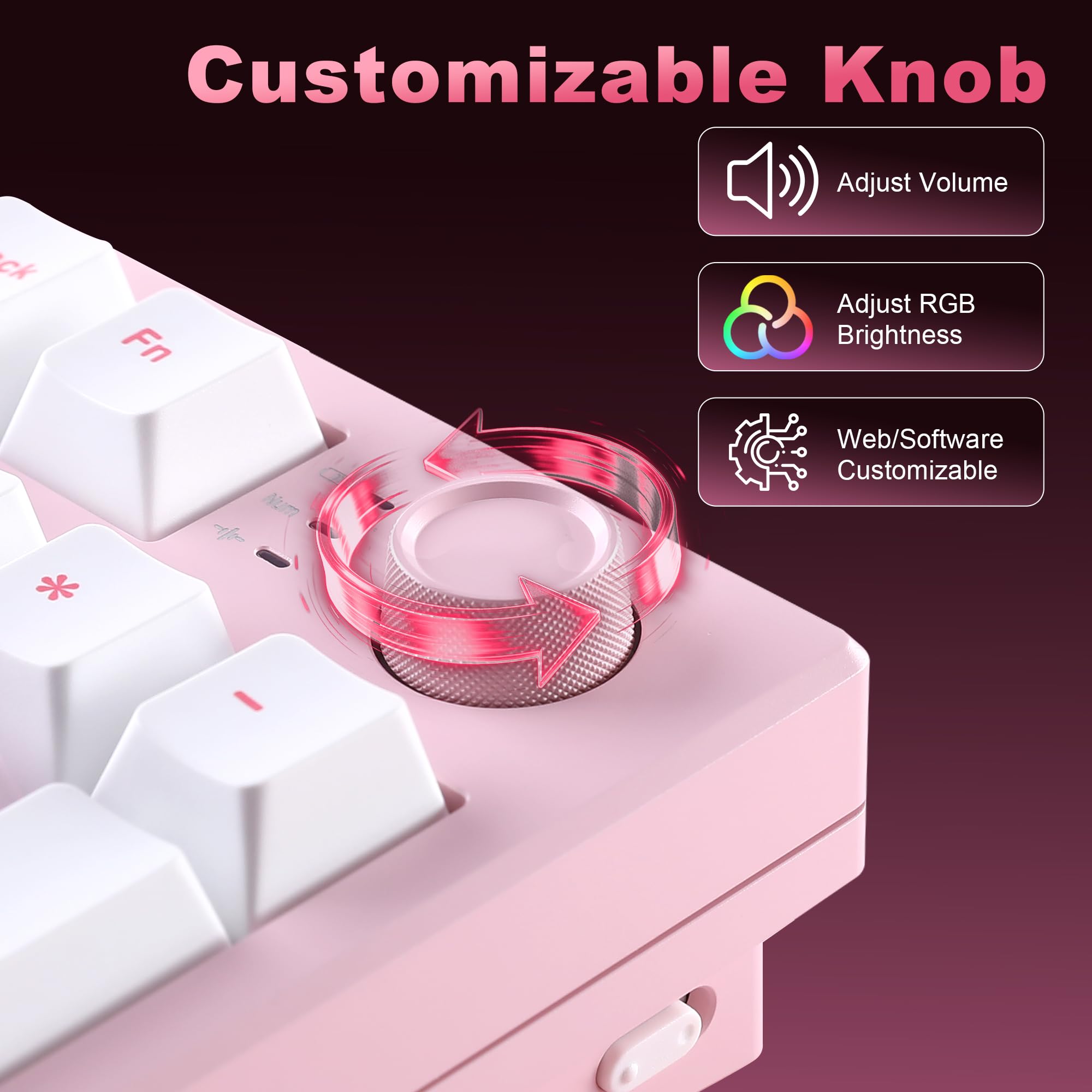 YUNZII AL21 Pavé Numérique sans Fil en Aluminium (Rose, Cocoa Cream V2)