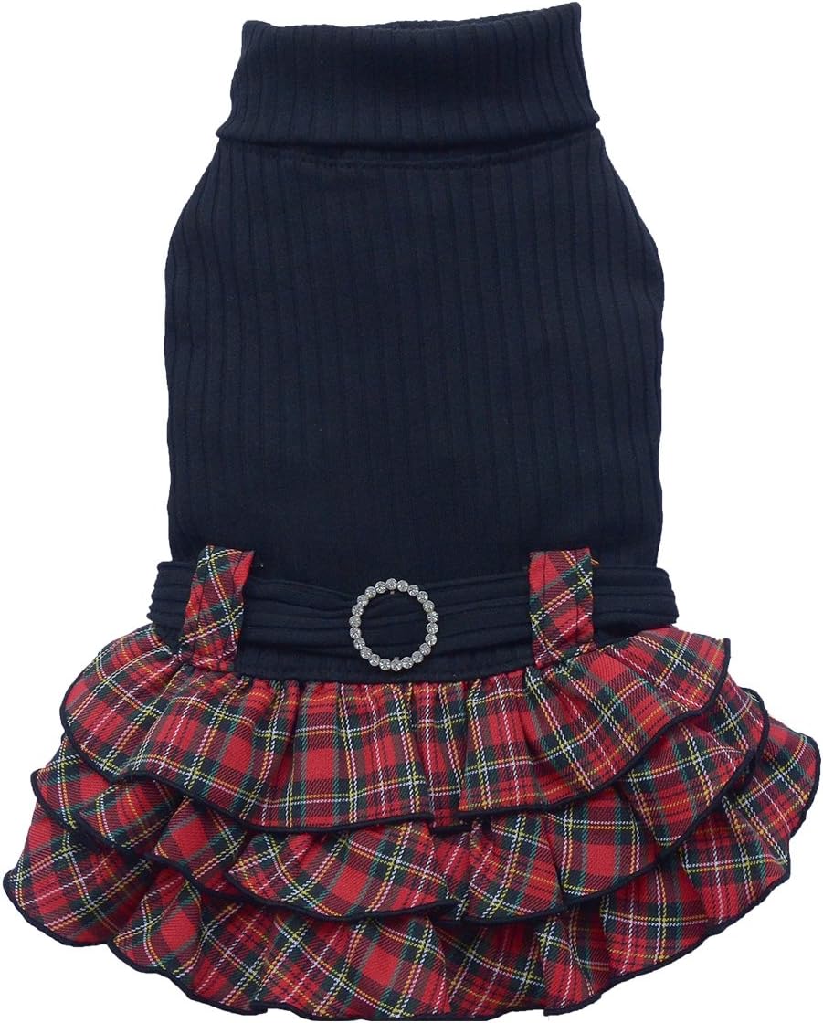 Doggy Dolly Authentic Turtle Neck Plaid Dress, X-Small