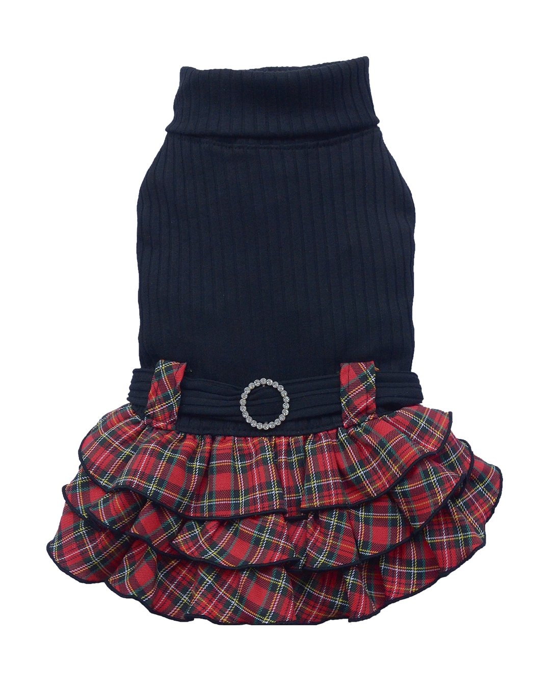 Doggy Dolly Authentic Turtle Neck Plaid Dress, X-Small