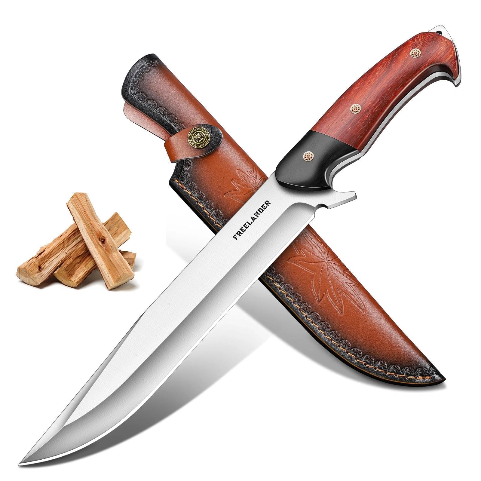 Freelander Coltello da Sopravvivenza Lama Fissa con Fodero | Struttura Full Tang Affidabile, Presa Ergonomica Sicura, Ideale per Bushcraft, Campeggio ed Escursioni